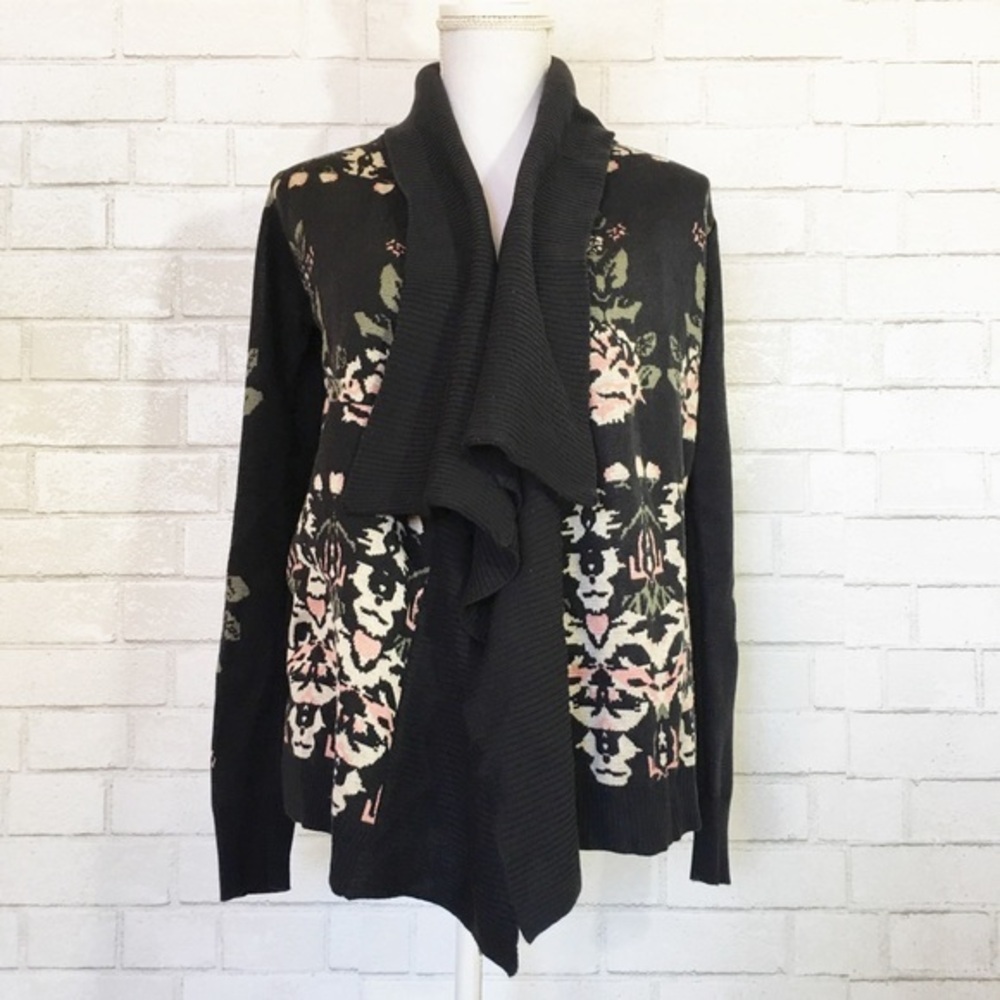 Urban Outfitters Staring at Stars Soft Drapey Black Floral Cardigan Sweater